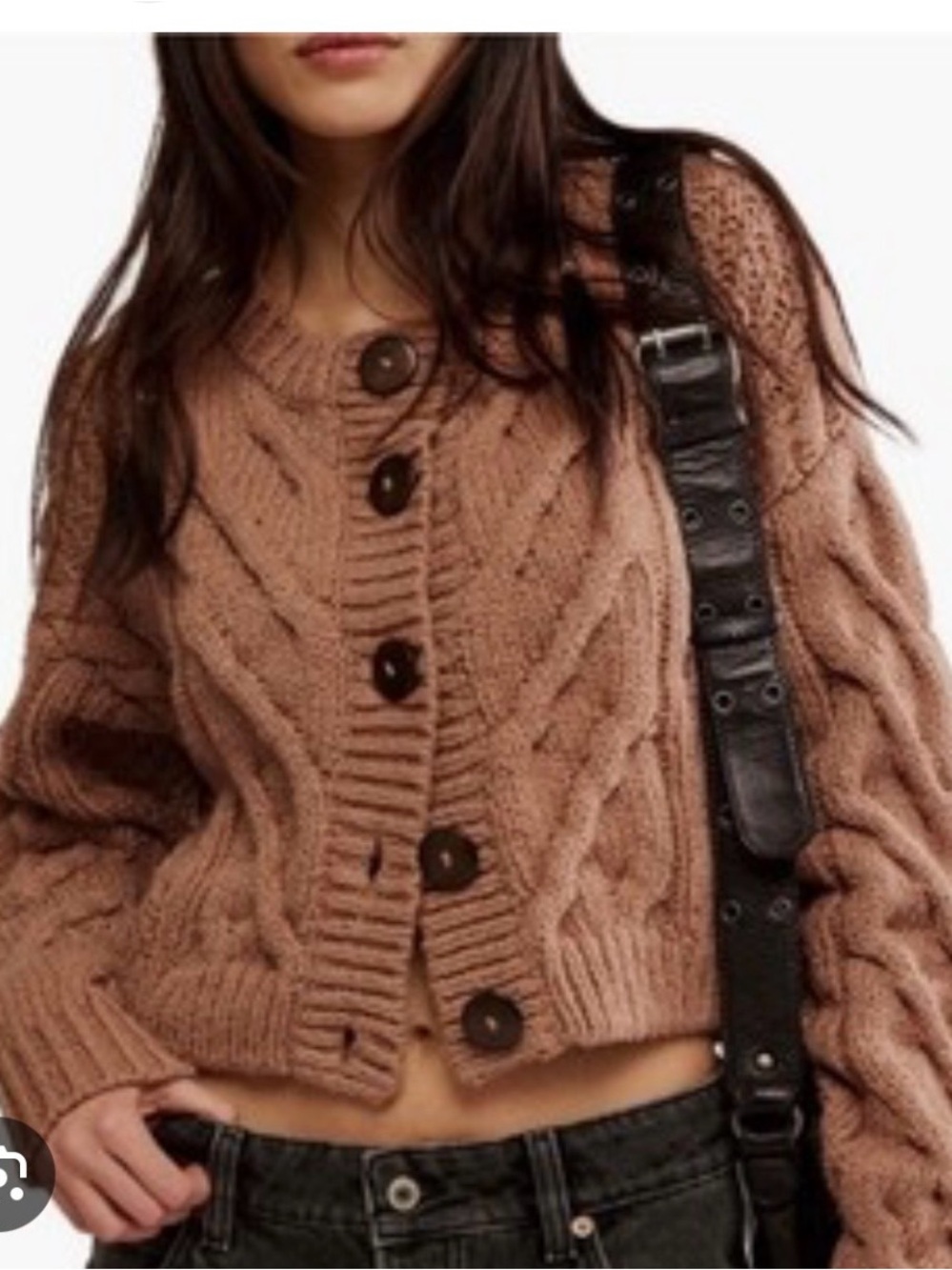 Free People Bonfire chunky cropped big button cardigan xs